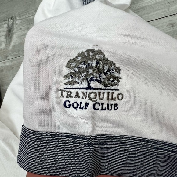 Travis Mathew White w/ Stripe Collar Golf Polo Shirt XL - Picture 7 of 7